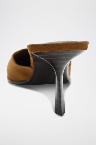 Mules de salto em nobuck - Castanho