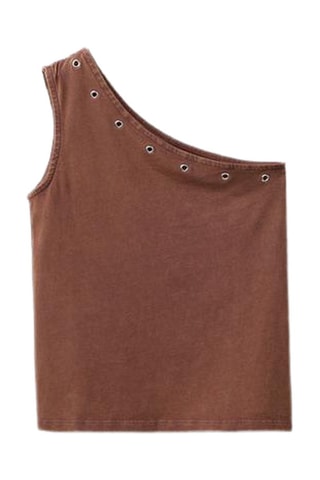 Camisola de alças assimétrica - Castanho