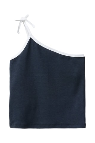 Camisola de alças assimétrica - Azul-escuro
