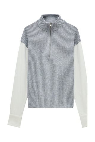 Camisola efeito ilusório - Cinzento e branco