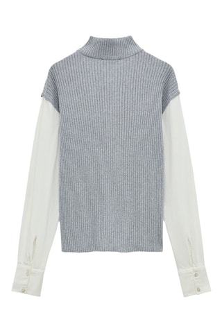 Camisola efeito ilusório - Cinzento e branco