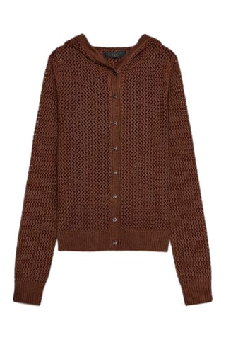 Casaco de malha com capuz - Castanho