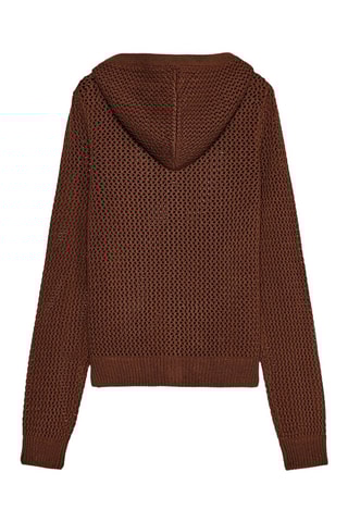 Casaco de malha com capuz - Castanho