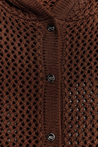 Casaco de malha com capuz - Castanho