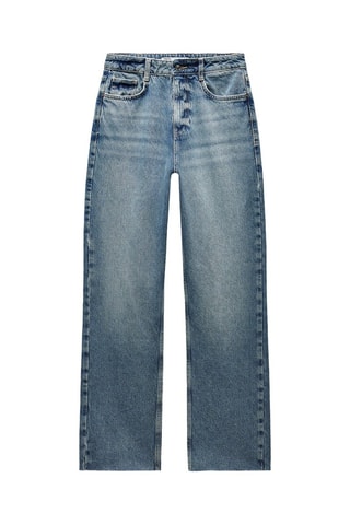 Calças straight cintura alta - Azul-escuro