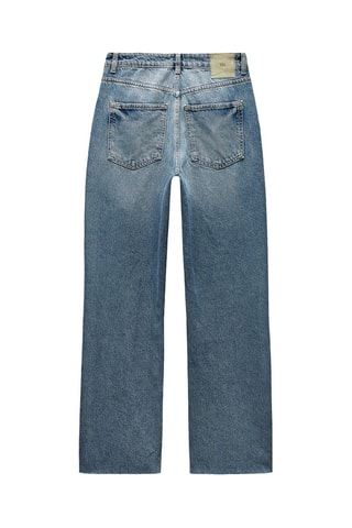 Calças straight cintura alta - Azul-escuro