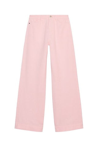 Pantalon wide legs taille haute - Rose poudré