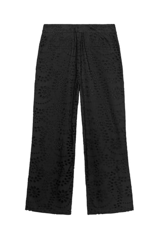 Pantalon droit en broderie anglaise - Noir
