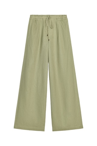 Pantalon wide legs en lin - Vert