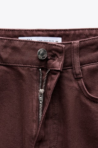 Pantalon straight taille haute - Marron