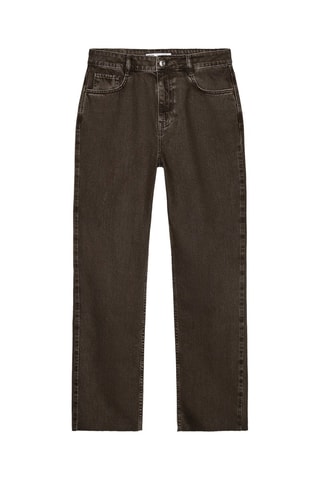 Pantalon straight taille haute - Marron