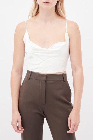 Crop top acetinado Branco