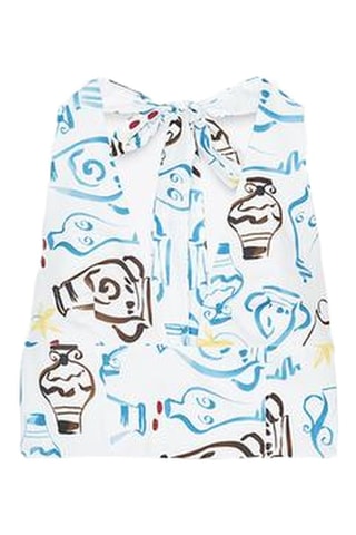 Top - Branco e azul-celeste