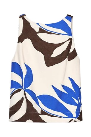 Top - Branco e azul-real