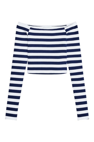 Top - Branco e azul-marinho