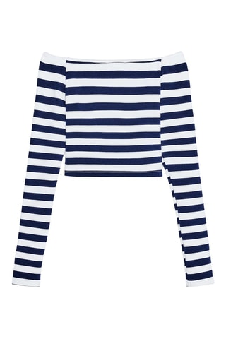 Top - Branco e azul-marinho