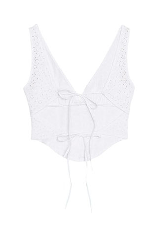 Crop top em bordado inglês - Branco