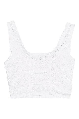 Crop top em bordado inglês - Branco