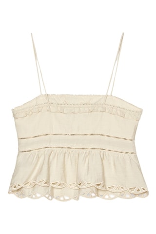 Crop top em bordado inglês - Bege