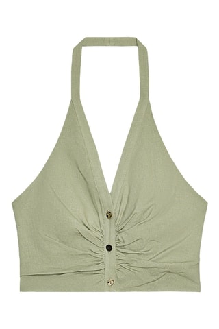 Crop top em linho - Caqui