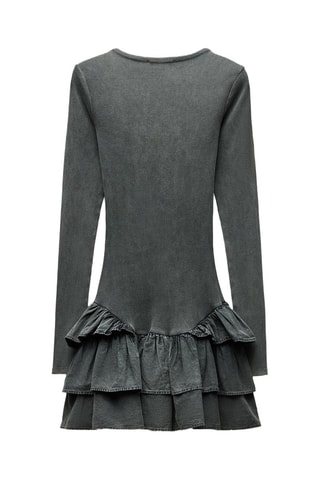 Vestido com folhos - Cinzento