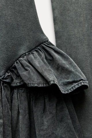 Vestido com folhos - Cinzento