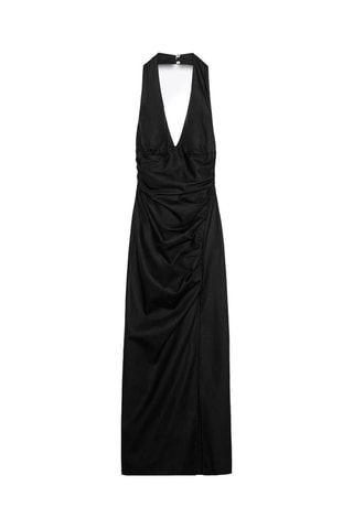 Vestido comprido em linho - Preto