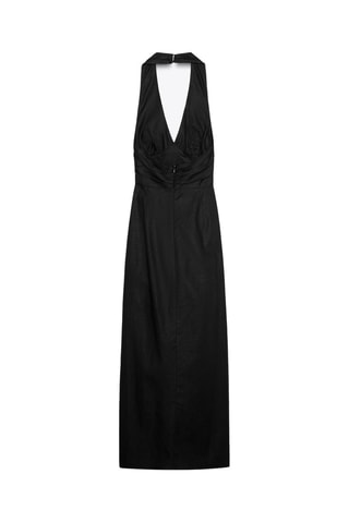 Vestido comprido em linho - Preto