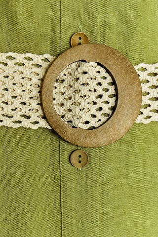 Vestido-camisa em linho - Verde-lima