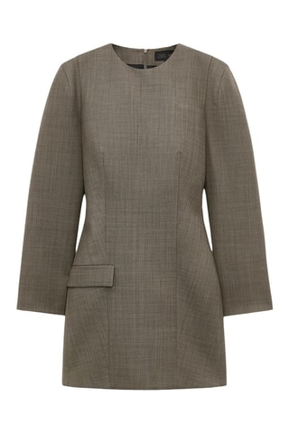 Vestido direito em lã - Castanho