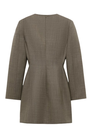 Vestido direito em lã - Castanho