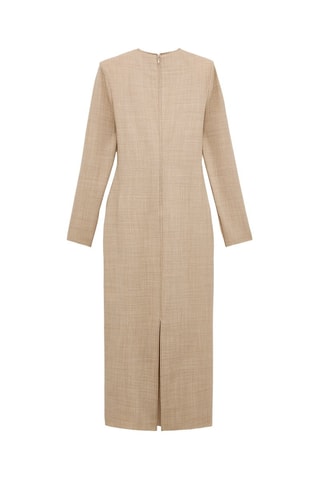 Vestido comprido em lã - Castanho-claro