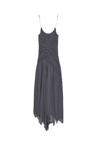 Vestido com folhos - Cinzento