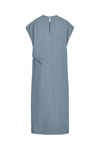 Vestido drapeado em linho - Azul-claro
