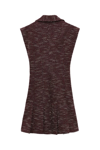 Vestido plissado em tweed - Castanho mesclado