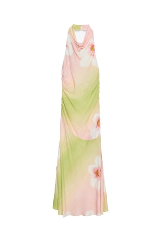 Vestido drapeado - Rosa e verde-claro