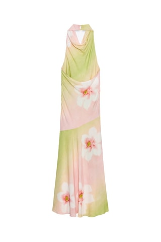 Vestido drapeado - Rosa e verde-claro
