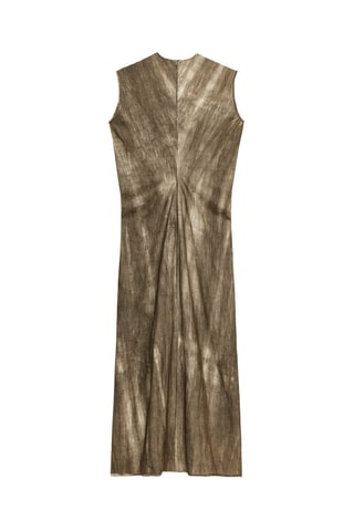 Vestido comprido tie and dye em rami - Castanho e bege