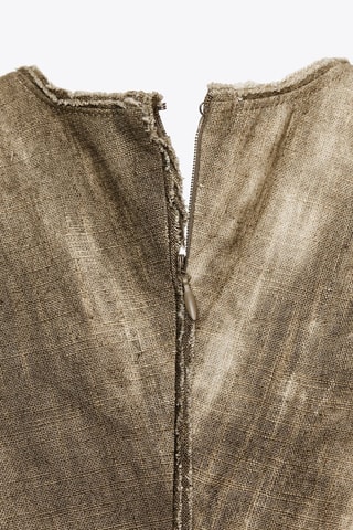 Vestido comprido tie and dye em rami - Castanho e bege