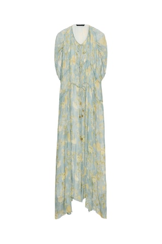 Vestido comprido plissado - Azul-claro