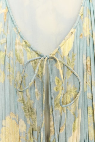 Vestido comprido plissado - Azul-claro