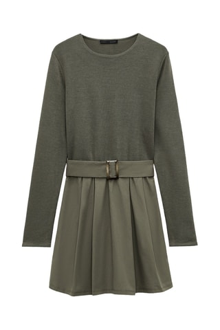 Vestido efeito ilusório - Caqui