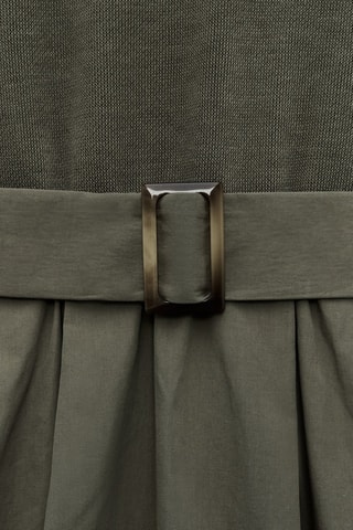 Vestido efeito ilusório - Caqui