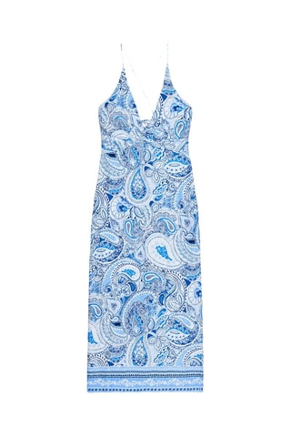 Vestido direito - Azul-celeste e branco