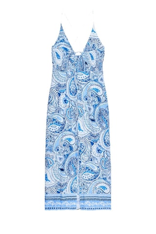 Vestido direito - Azul-celeste e branco