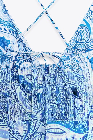 Vestido direito - Azul-celeste e branco