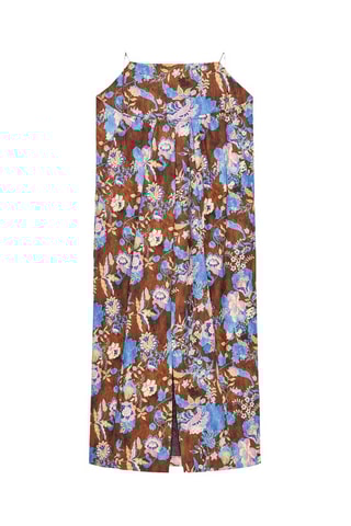 Vestido direito - Castanho-escuro e azul-celeste