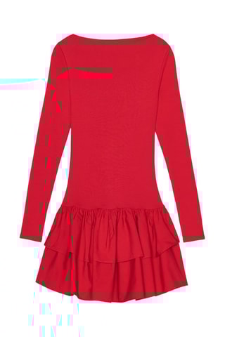 Vestido com folhos - Vermelho