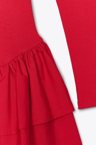 Vestido com folhos - Vermelho