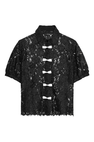 Camisa em guipura - Preto e branco